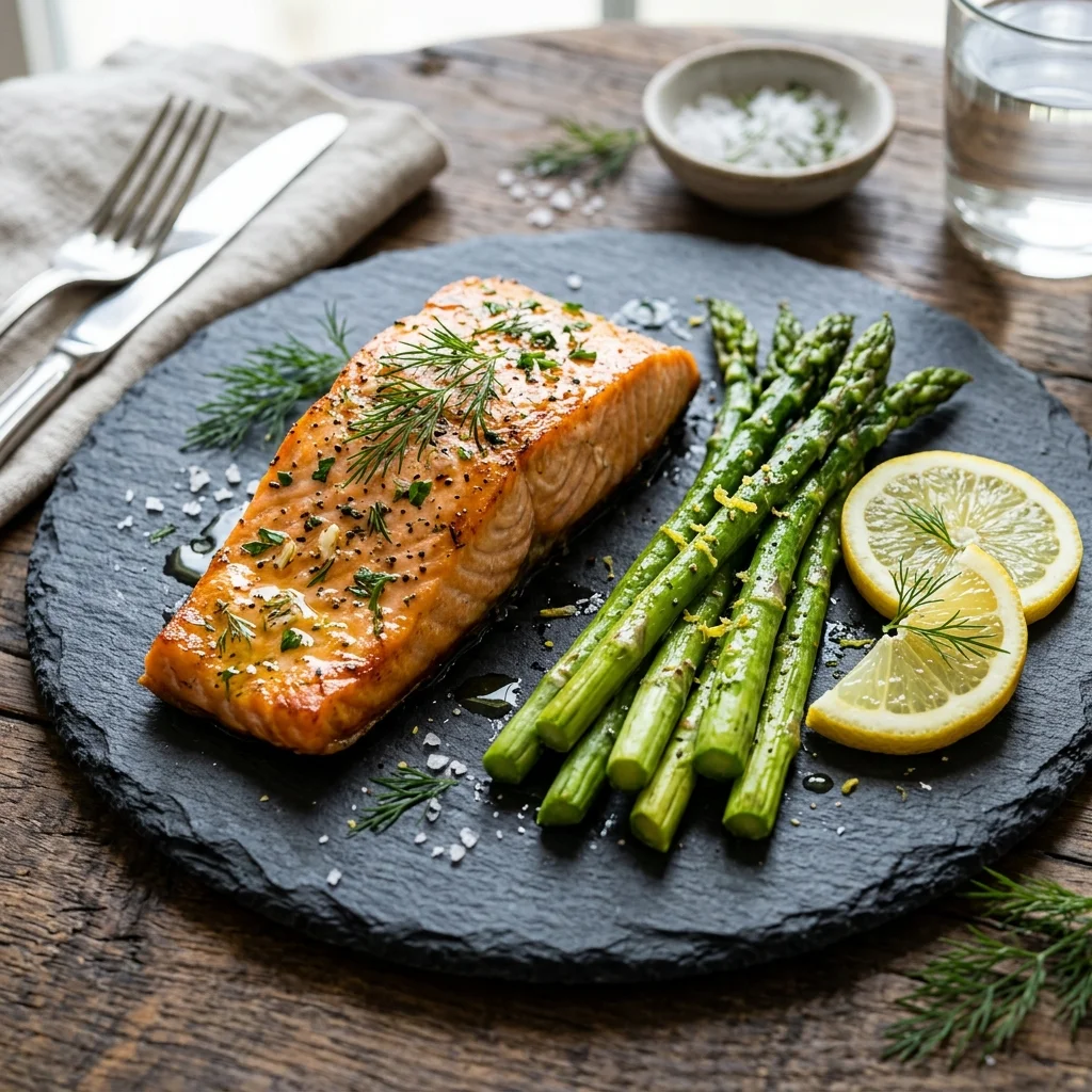 Baked Salmon with Garlic and Herb Asparagus Recipe
