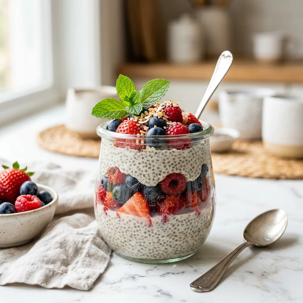Easy Overnight Chia Seed Pudding with Fresh Berries