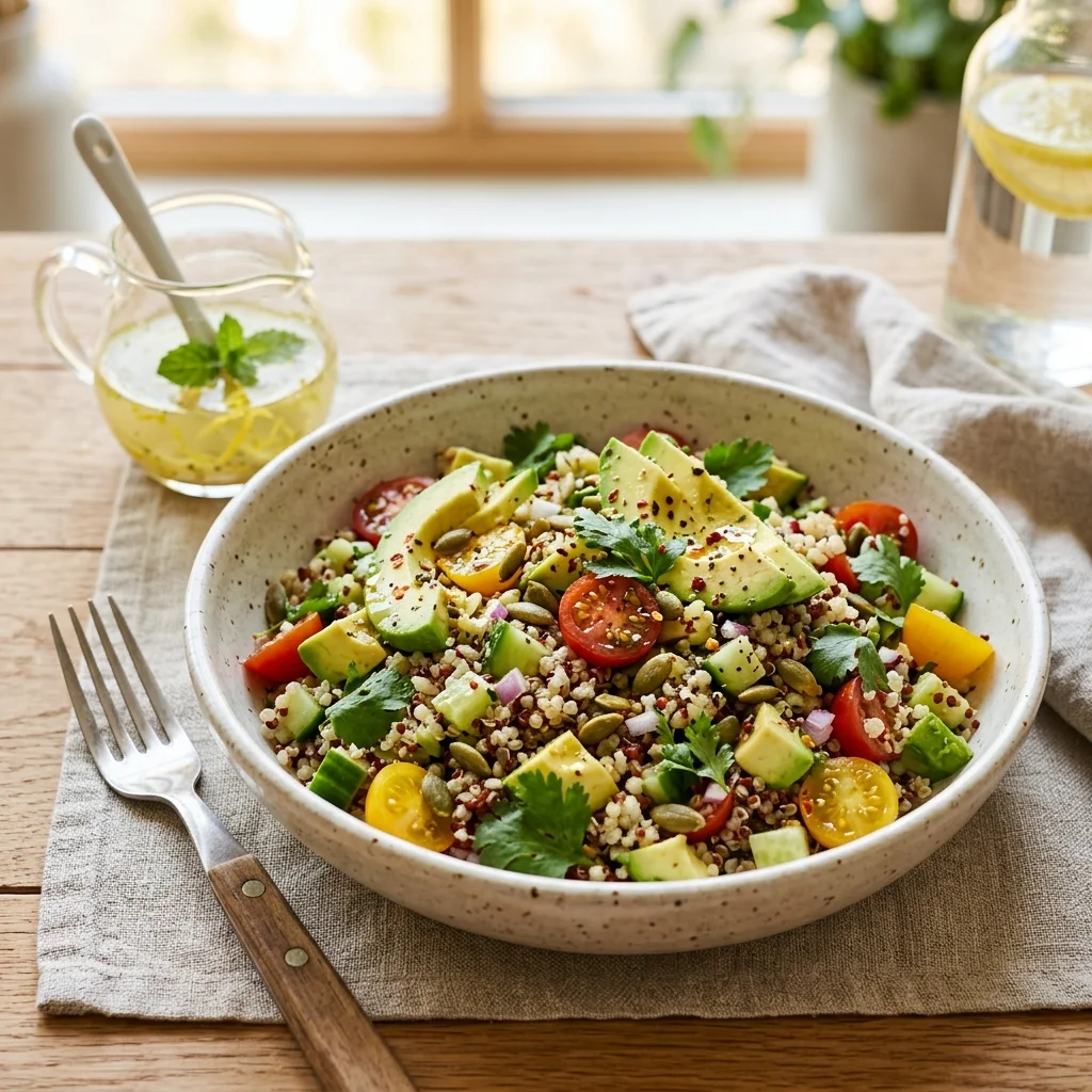 Healthy Avocado Quinoa Salad with Lemon Vinaigrette
